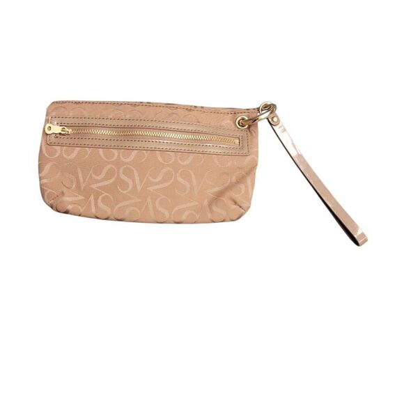 Simply Vera Wang Neutral Fold Over Zip Wallet Pouch Bag Clutch Cosmetic Wristlet - Picture 3 of 10